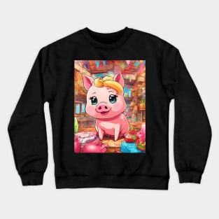 hip hop pig girl on the table pose Crewneck Sweatshirt